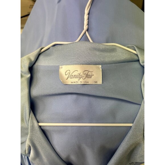 VTG Vanity Fair Blue 3/4 Sleeve Button Up Night Shirt Nightgown Sleepwear M - Picture 5 of 7